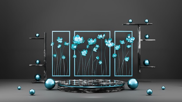 AH Rendu 3D Abstrait pour l'arrière-plan minimal du podium d'affichage de produits cosmétiques