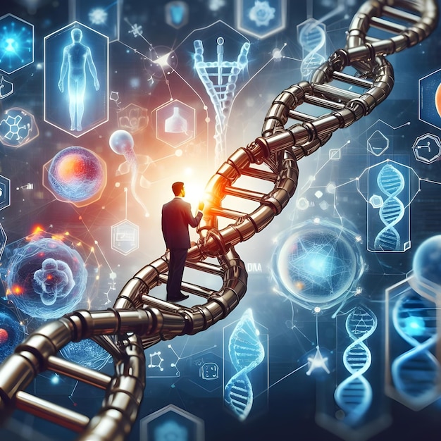 AI d'une chaîne science dna chimie biotechnologie molécule chromosome médical