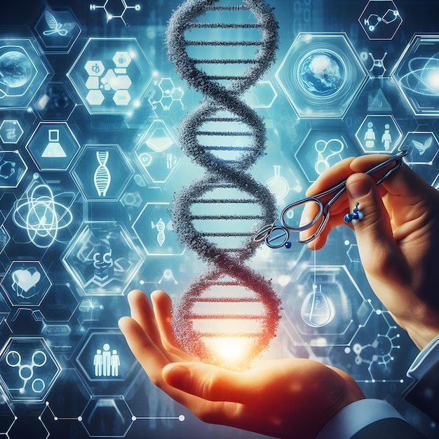 AI d'une chaîne science dna chimie biotechnologie molécule chromosome médical