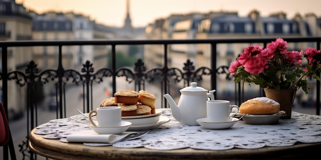 AI Generated AI Generative Cosy romantique décoration paris europe coffee shop en terrasse