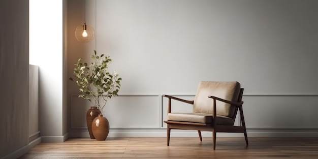 AI Generated AI Generative Décoration design de salon minimaliste avec fauteuil élégant