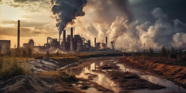 AI Generated AI Generative L'industrie lourde pollue la catastrophe écologique de l'usine