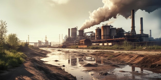 AI Generated AI Generative L'industrie lourde pollue la catastrophe écologique de l'usine