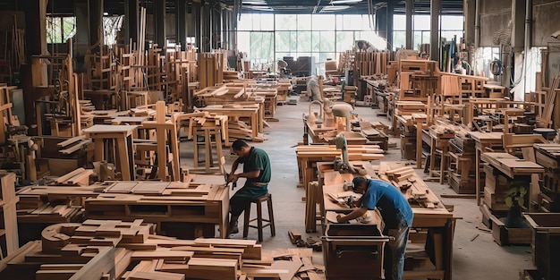 AI Generated AI Generative Logging menuiserie bois scierie usine de meubles