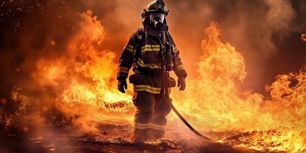 AI Generated AI Generative Photo illustration du service de sauvetage pompier pompier