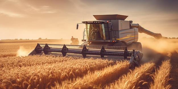 AI Generated AI Generative Photo illustration d'une moissonneuse-batteuse dans un champ de blé