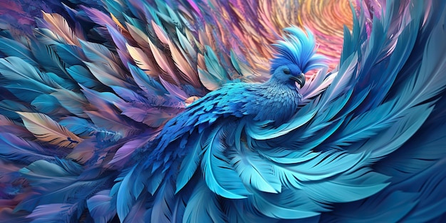 AI Generated AI Generative Photo illustration réaliste de fond de plumes douces bleues