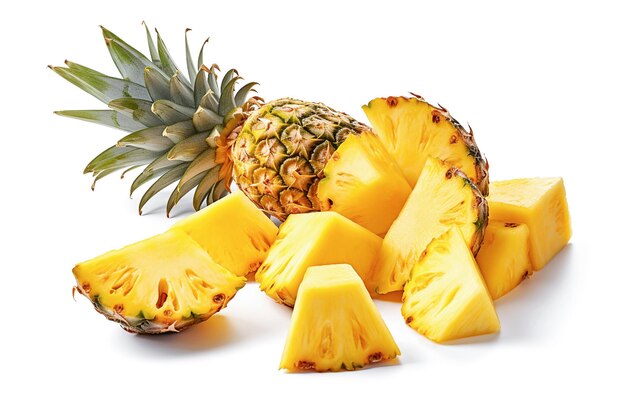 Ai génératif Fruits d'ananas mûrs frais sur blanc