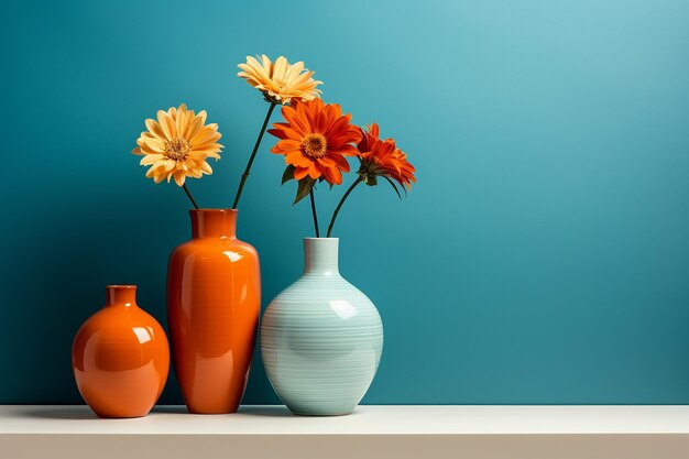 Ai génératif de poterie orange et bleu vif