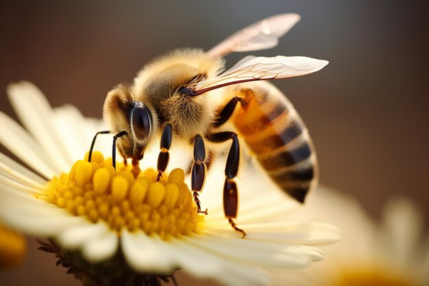 AI générative une abeille assise sur une fleur