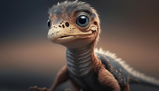 AI générative bébé de vélociraptor ancien carnivore dinosaure animal éteint mignon petit animal