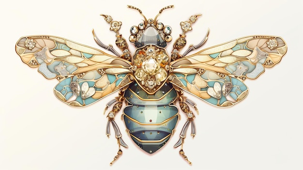 AI générative belle broche abeille miel pierre opale et palette de couleurs dorées Bijoux Bijouterie