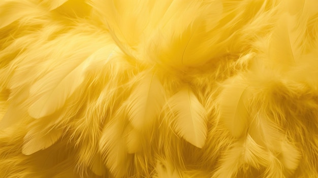 AI générative Belles plumes de gros plan jaune clair fond photoréaliste