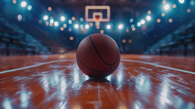 Photo ai générative court de basket-ball professionnel arène de sport vide arrière-plan