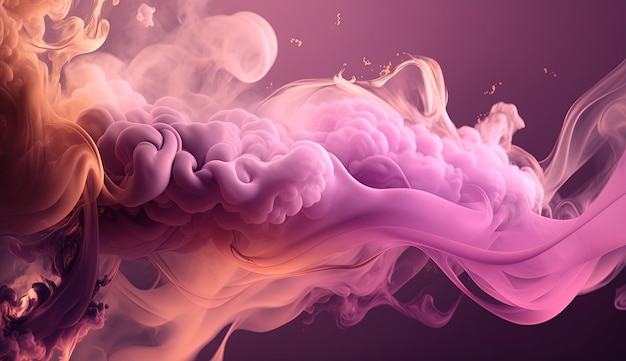 AI générative Fumée rose clair viva magenta fluide avec éclaboussures Bannière fluide douce