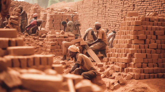 AI générative Keraniganj Dhaka Bangladesh 7 novembre 2022 vue d'une femme travaillant dans la brique