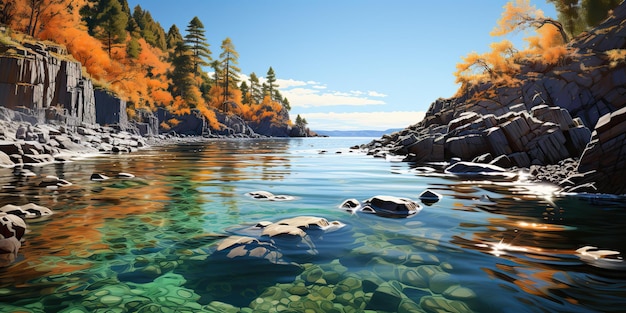 AI Généré AI Génératif Belle nature en plein air eau rivière lac paysage sous-marin