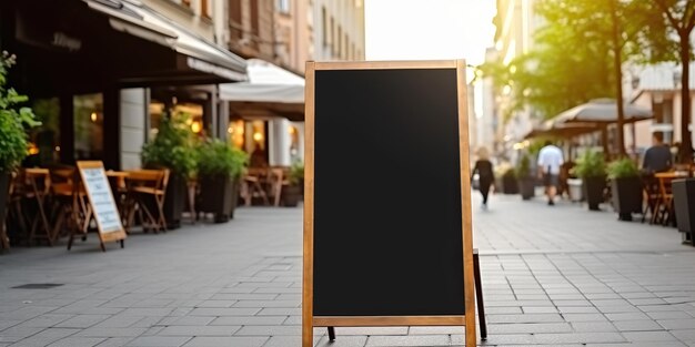 AI généré AI génératif Boutique restaurant café panneau d'affichage mock-up modèle de panneau blanc bannière pour la promotion Art graphique