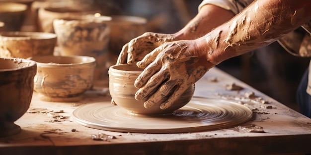 AI généré AI génératif céramique studio artisanat fait à la main processus d'art de sculpture