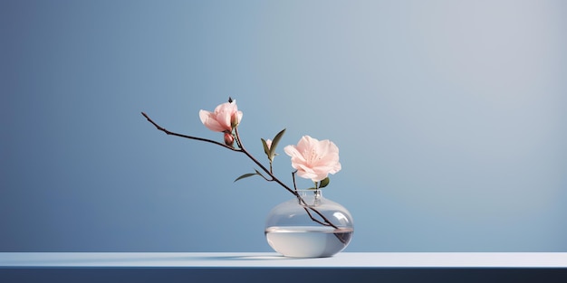 AI généré AI génératif Décoration de la maison avec des fleurs vase près du mur Belle fleur intérieur de la maison modèle de fond dans le style minimal Art graphique