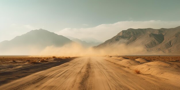 AI généré AI génératif Désert de sable chaud chemin de route sale En plein air en Arizona nature occidentale