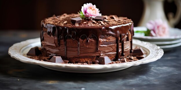 AI généré AI génératif Désert sucré boulangerie de gâteau au chocolat foncé Art graphique