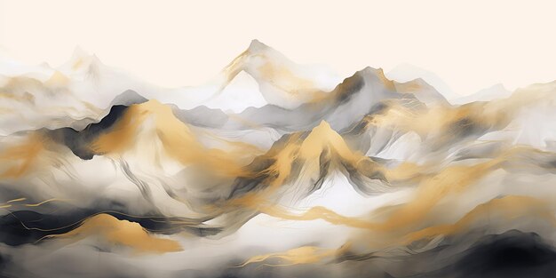 AI généré AI génératif dessin à l'aquarelle peinture montagnes paysage