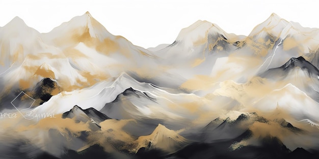 AI généré AI génératif dessin à l'aquarelle peinture montagnes paysage