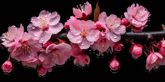 AI Généré AI Génératif Fleur japonaise traditionnelle sakura fleur de cerisier arbre Art graphique