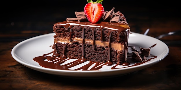 AI généré AI génératif gâteau au chocolat gâteau de désert bown cuire du sucre nourriture organique sucrée Arrière-plan de fête d'anniversaire de soirée Art graphique