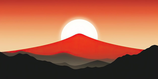 AI généré AI génératif Japon asiatique paysage minimaliste arrière-plan Nature soleil en plein air montagne coucher de soleil lever de soleil vacances aventure vue Art graphique