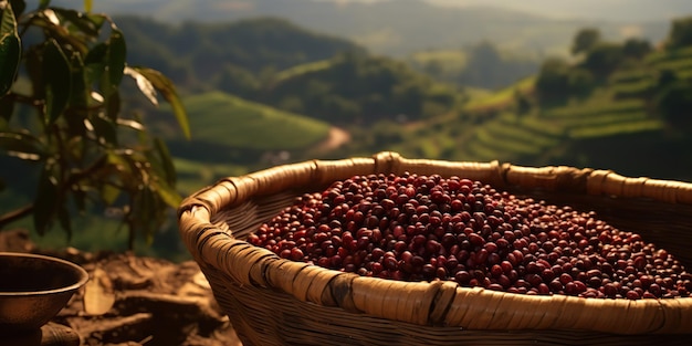AI Généré AI Generative Coffee beans plantation nature paysage extérieur
