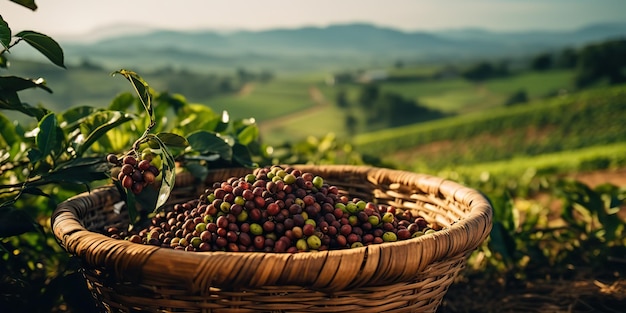 AI Généré AI Generative Coffee beans plantation nature paysage extérieur