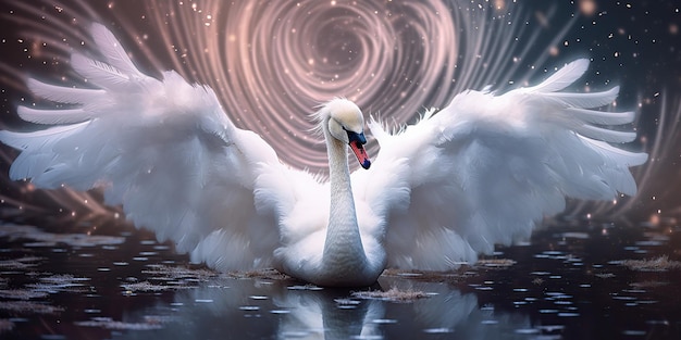 AI Généré AI Generative Hiver neige glace cygne froid oiseau Élégance belle nature oiseau extérieur