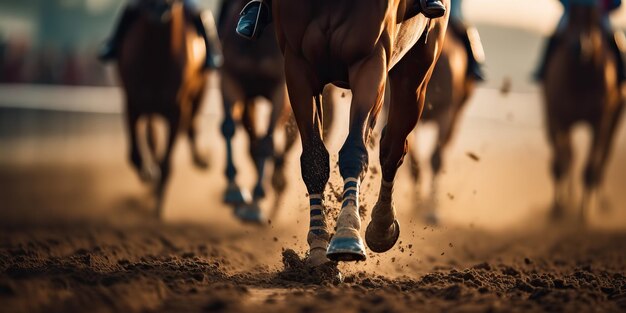 AI généré AI Generative Jorse race compétition gampling action Vue du bas sur les jambes du cheval sabot Illustration d'art graphique