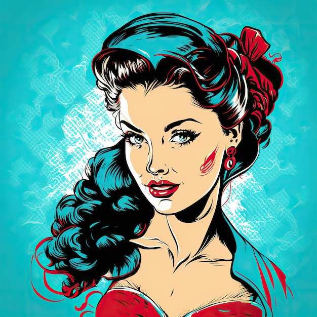 Photo ai généré ai generative pin up sexy attrayant belle fille femme comics dessin animé vintage