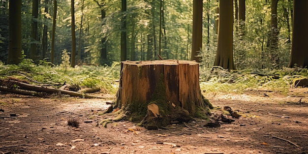 AI généré AI Generative Souche de bois dans la forêt de la jungle Nature paysage extérieur