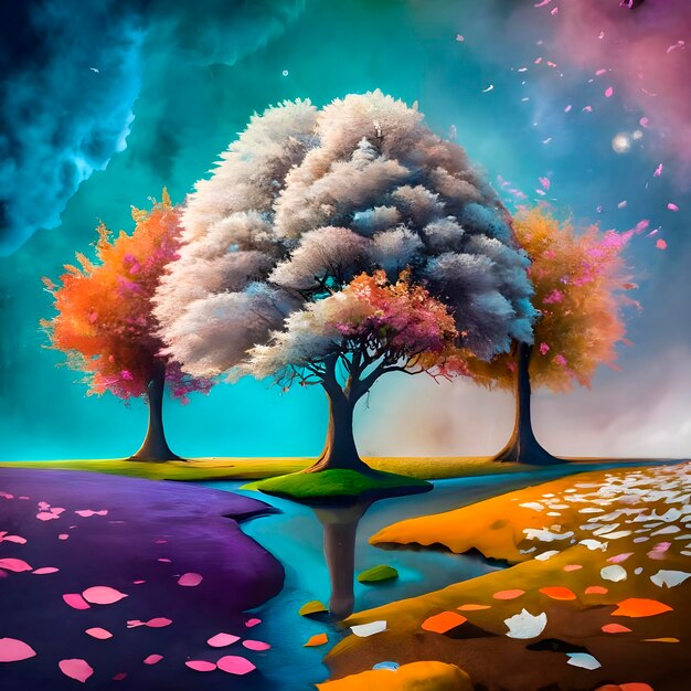 AI a généré de beaux arbres colorés d'art numérique