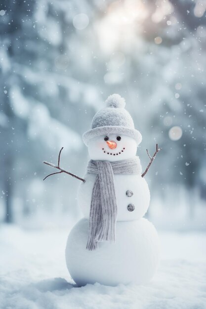 Photo ai a généré le bonhomme de neige d'hiver