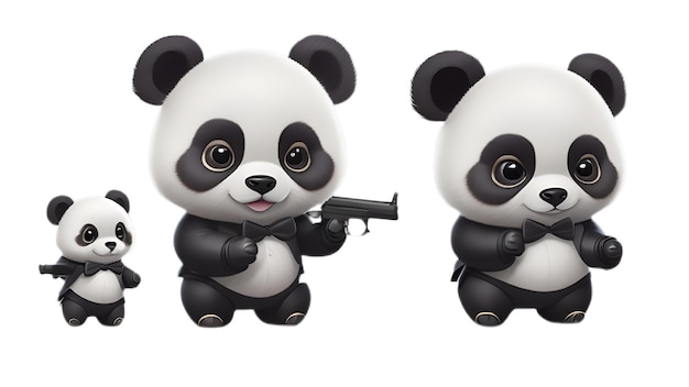 L'AI a généré l'expression 3D du panda chibi et l'illustration de la pose du panda acteur