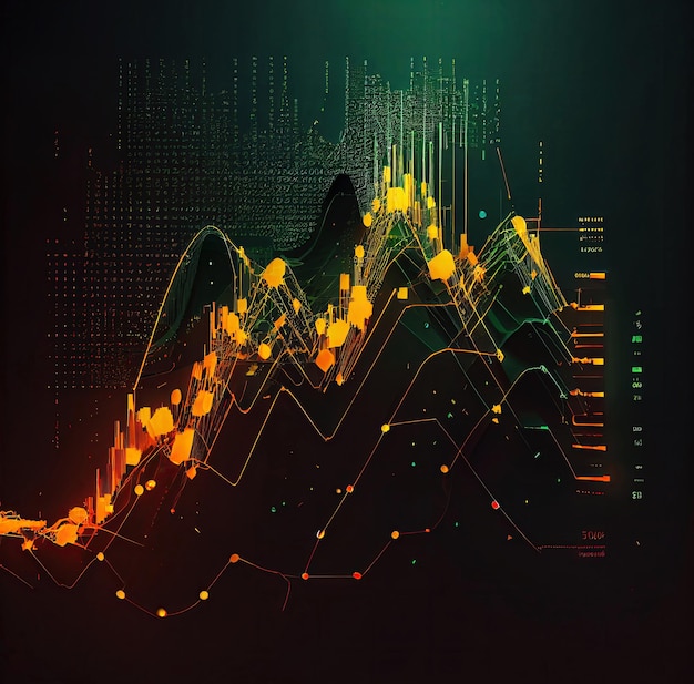 Ai a généré un graphique en bâton de bougie d'entreprise de négociation d'investissement en bourse