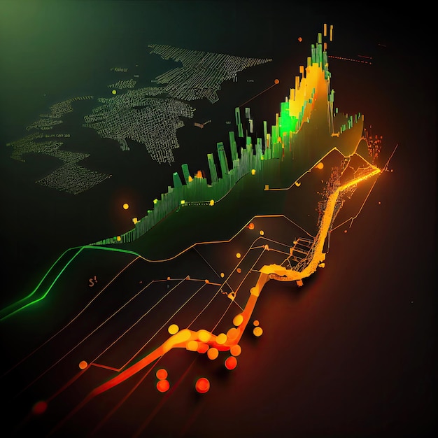 Ai a généré un graphique en bâton de bougie d'entreprise de négociation d'investissement en bourse