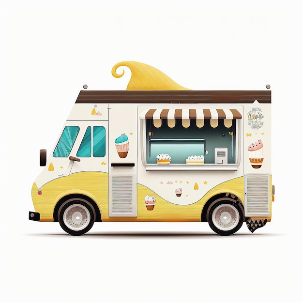 Ai généré illustration mignon coloré crème glacée dessert food truck