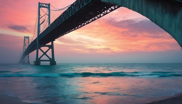 Photo ai générée ai générative sous la mer et pont avec de belles couleurs