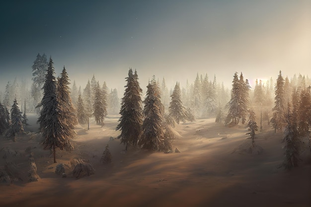 AI générée par la forêt hivernale festive