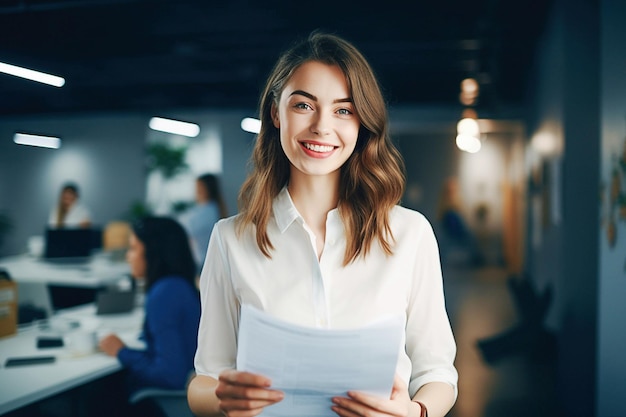 Ai image générative jeune femme d'affaires souriante attrayante