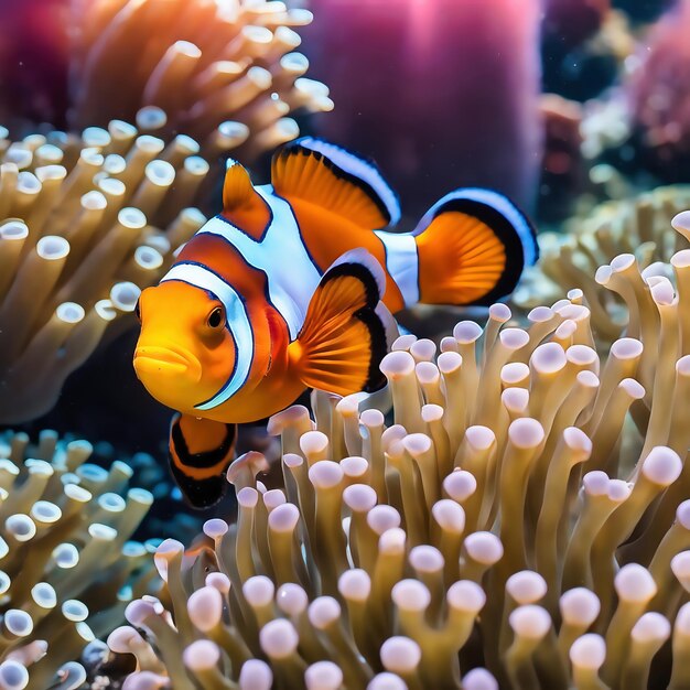 AI poisson clown dans un récif de corail Aquarium avec eau salée monde sous-marin Poisson