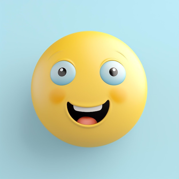 AI réaliste jaune brillant 3d émotions visage heureux sourire rire jaune sur le fond bleu illustration vectorielle