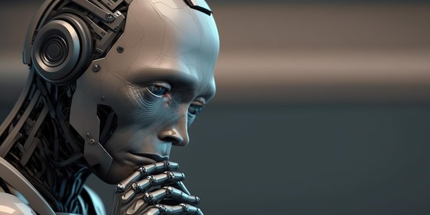 AI Robots in Thought, Visualisation de la prochaine génération de machines intelligentes. IA générative