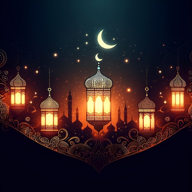 L'Aïd al-Fitr, le mois sacré du Ramadan, la fête sainte musulmane, les lanternes, les bougies, la vue depuis la fenêtre.